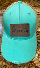 Load image into Gallery viewer, Brown and Gold MAMACITA Distressed Mesh-back Trucker Cap With Custom Patches