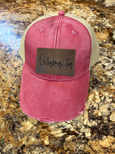 Load image into Gallery viewer, Brown and Gold MAMACITA Distressed Mesh-back Trucker Cap With Custom Patches